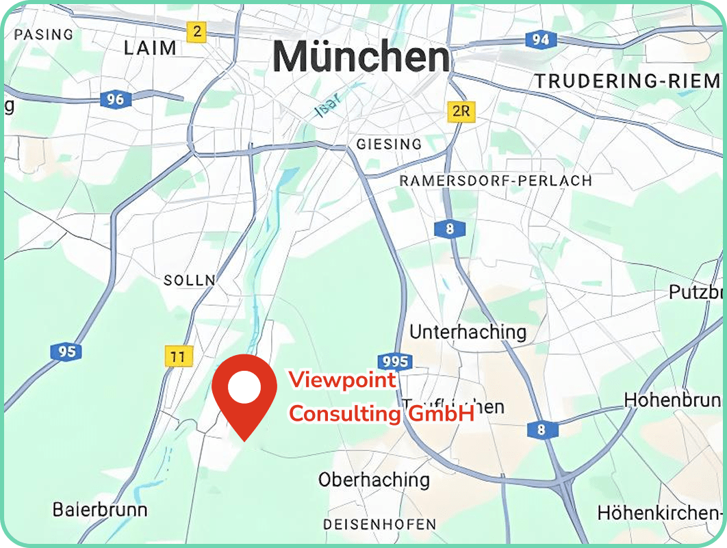 Karte mit Standortmarkierung von Viewpoint Consulting GmbH in Grünwald bei München